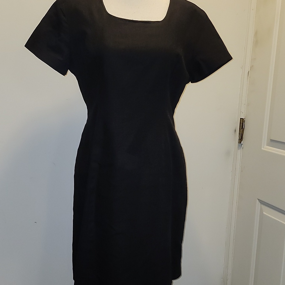 CAROL HORN WORKSHOP Sheath Dress 10 Linen Blend Short Sleeve Minimalist Career